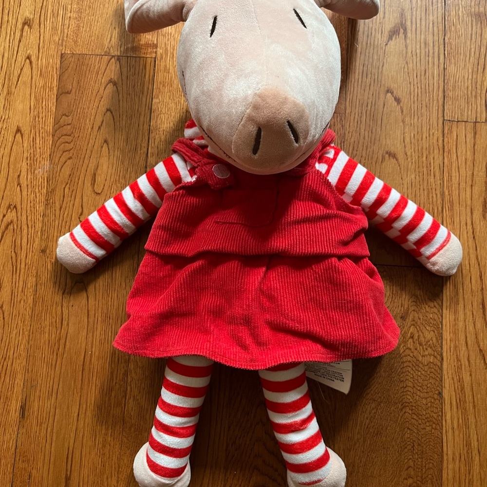 Vintage Olivia the Pig Red and White Striped Stuffed Animal